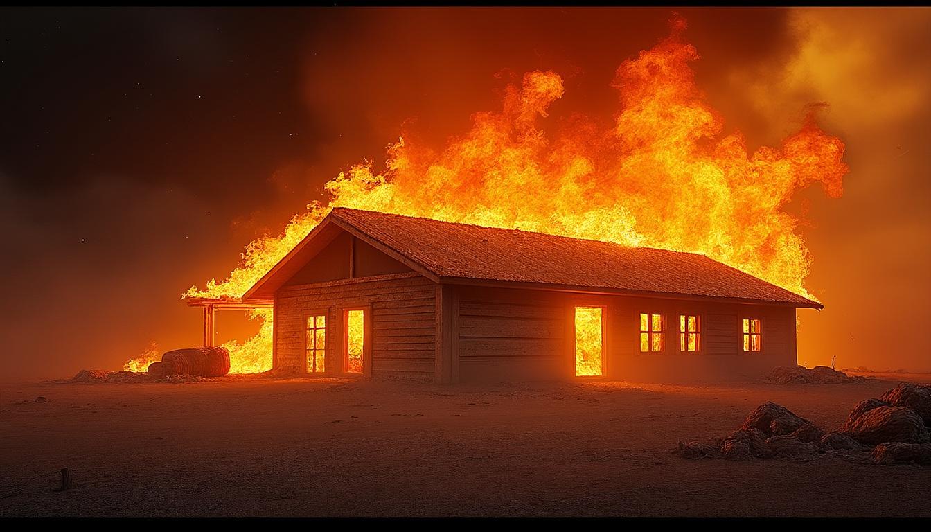 un incendie spectaculaire a ravagé un hangar d'une entreprise d'électricité et plomberie près de morlaix, causant d'importants dégâts et mobilisant les secours.