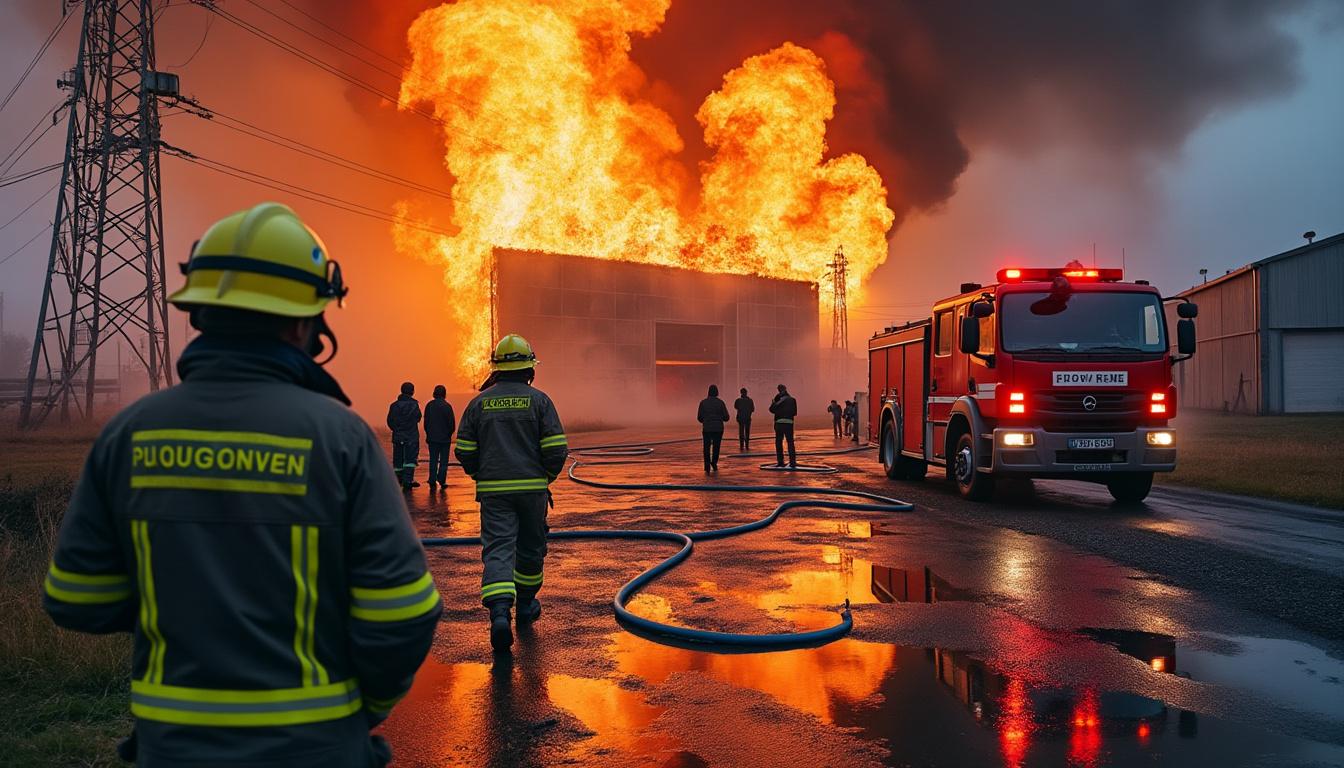 incendie spectaculaire chez un spécialiste en électricité-plomberie à plougonven oblige 45 salariés à un chômage technique. découvrez les images et les conséquences de cet accident.